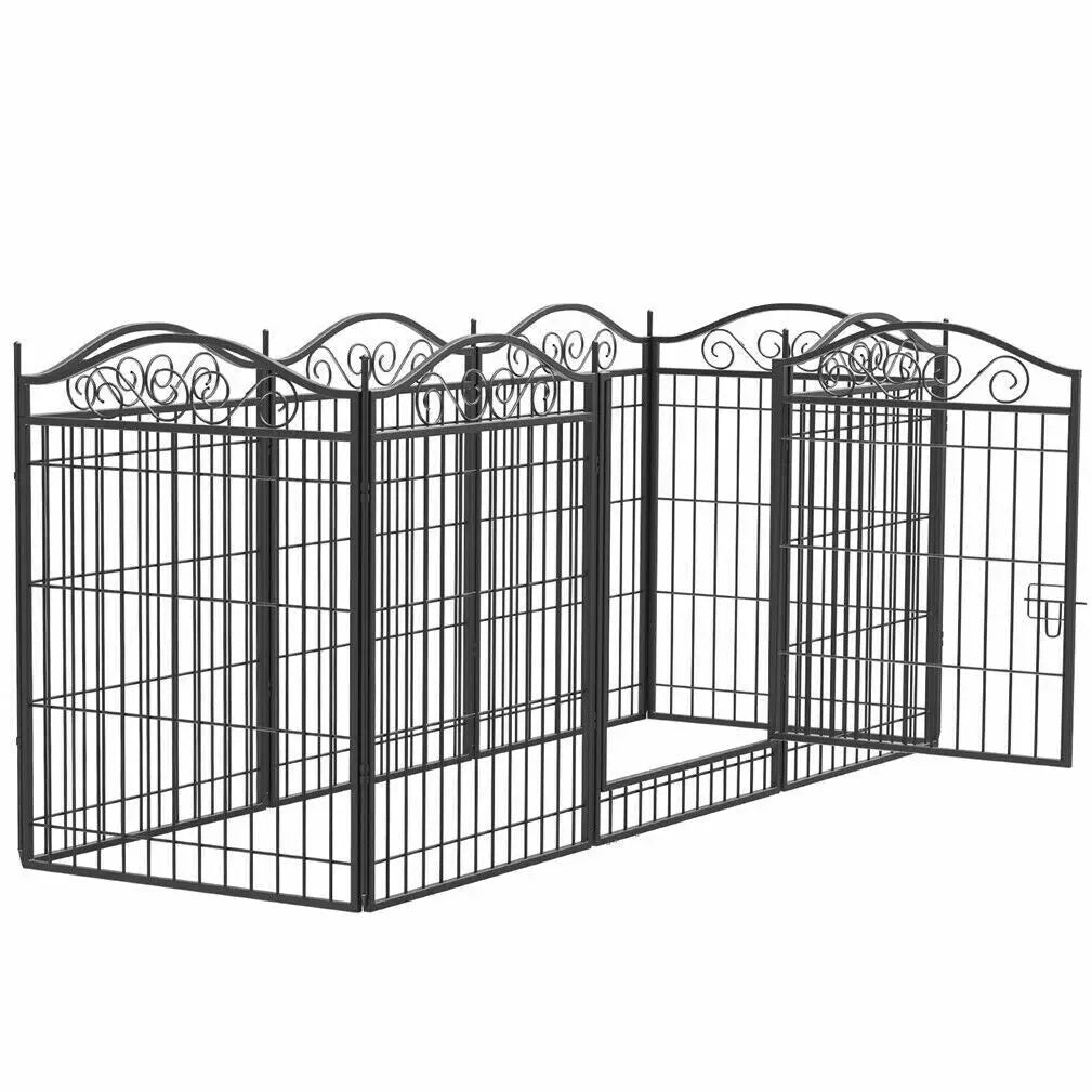 Foldable Eight-Panel Dog Playpen with Gate for Indoor and Outdoor Use