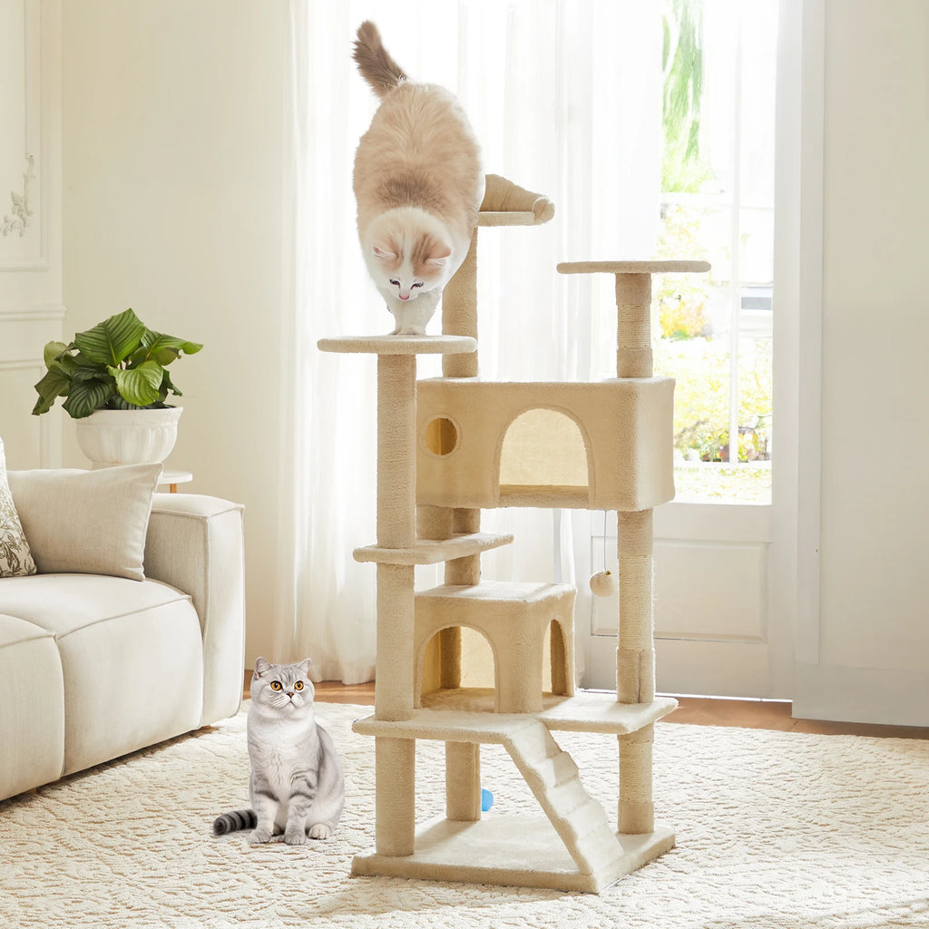 Multi-Level Indoor Cat Tree with Condos and Sisal Scratching Posts