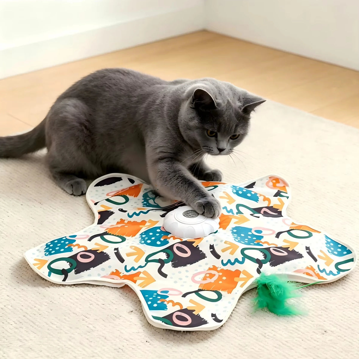 Automatic Hide-and-Seek Moving Feather Cat Toy for Bored Cats