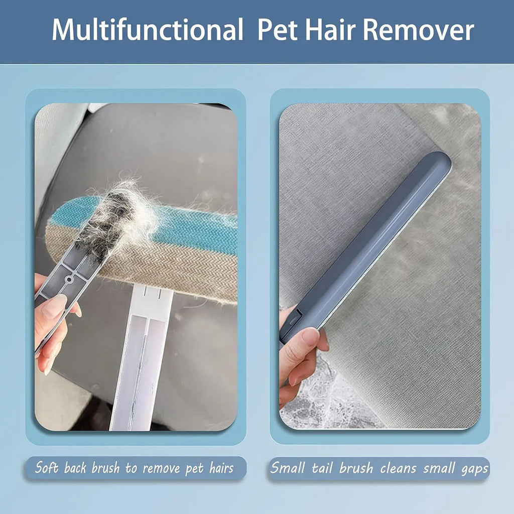 Dual-Direction Pet Hair Removal Brush with Two Brush Sizes for Home Fabrics