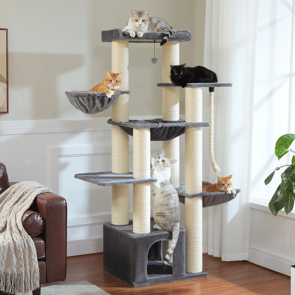 Multi-Level Cat Tree Built for Large Cats and Multi-Cat Homes