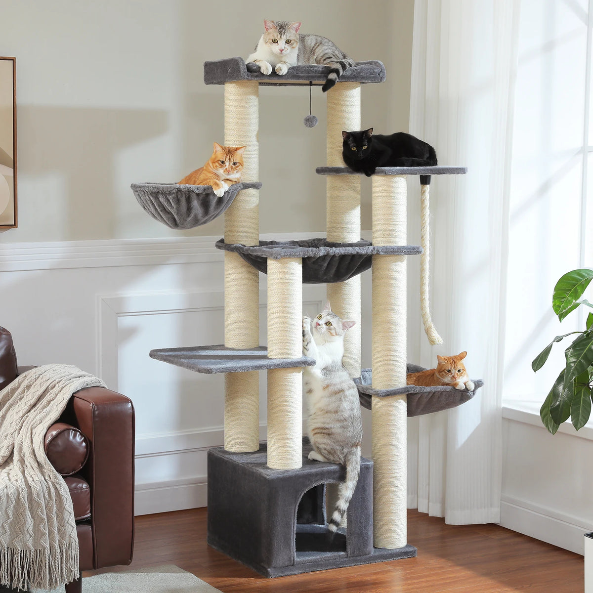 Multi-Level Cat Tree Built for Large Cats and Multi-Cat Homes