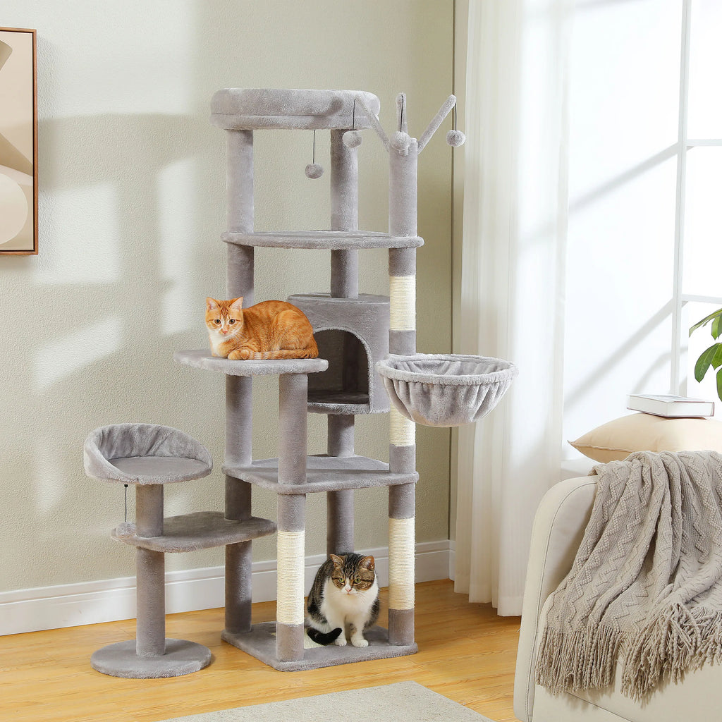 Multi-Level Indoor Cat Tree with Condo, Hammock, and Scratching Post