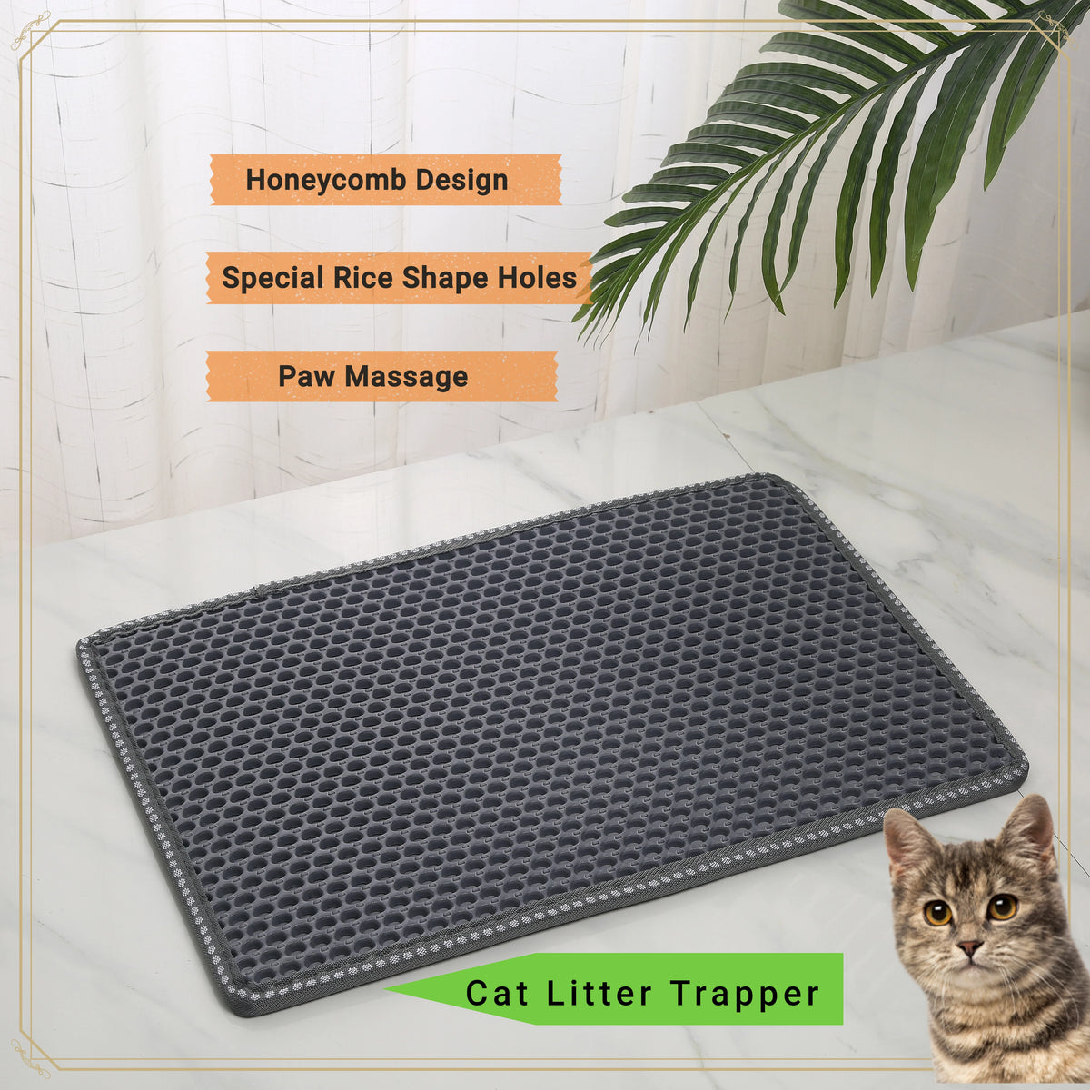Double-Layer Cat Litter Trapping Mat with Rice-Shaped Surface