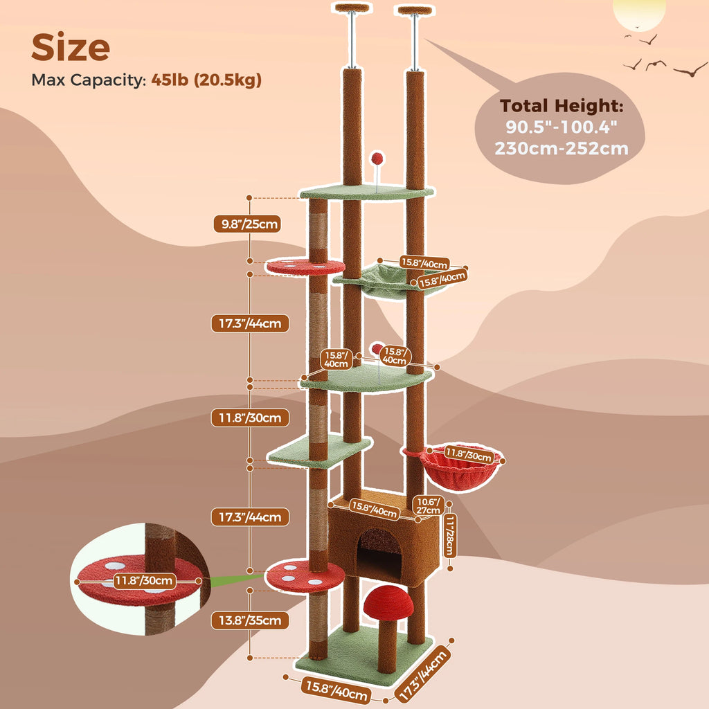 Cactus-Design Floor-to-Ceiling Cat Tower for Multi-Cat Homes