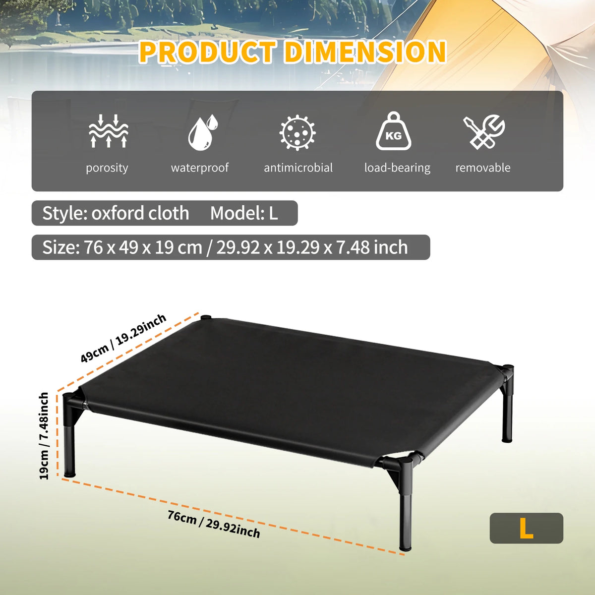 Elevated Pet Bed with Breathable Mesh for Indoor and Outdoor Rest