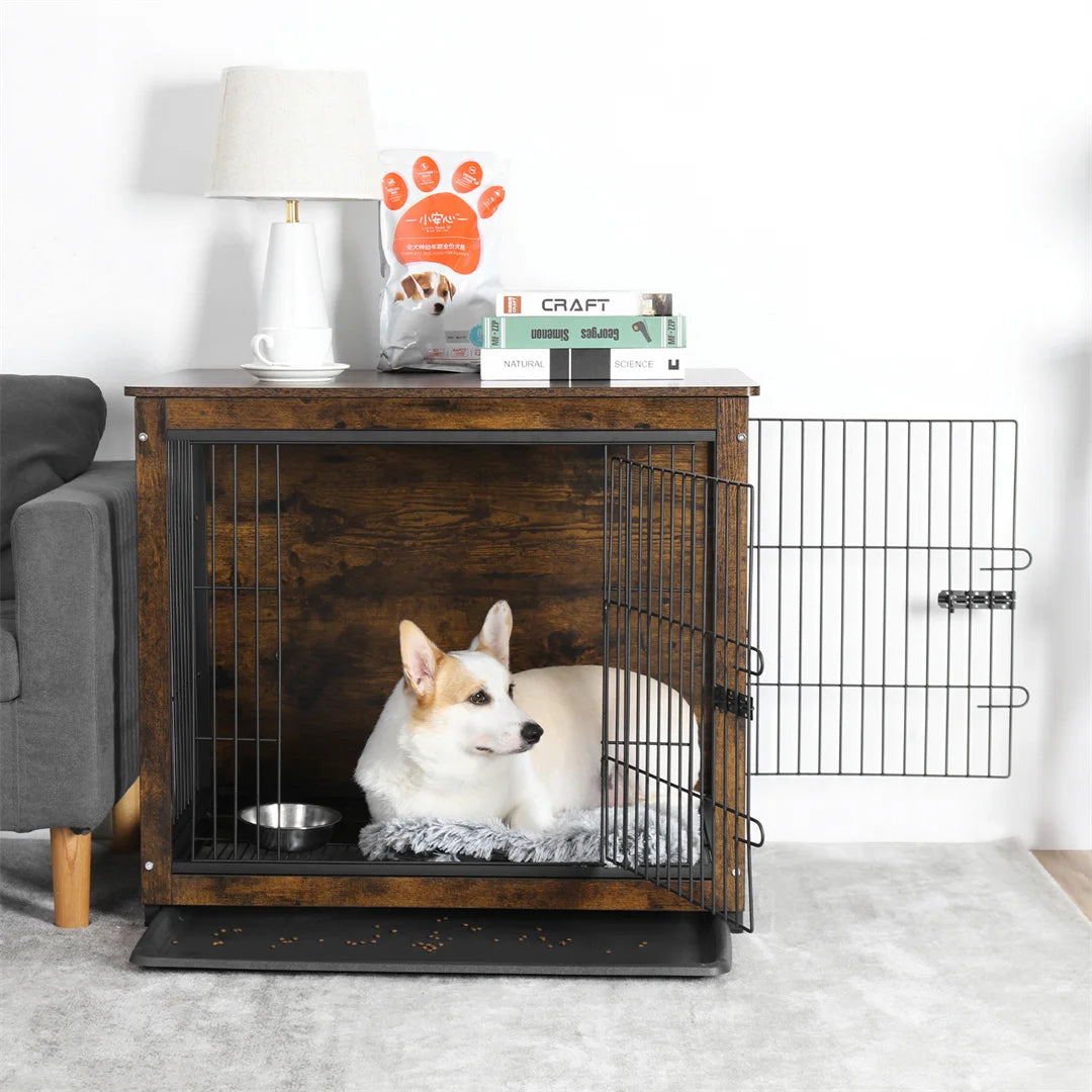 Furniture-Style Dog Crate End Table with Double Doors
