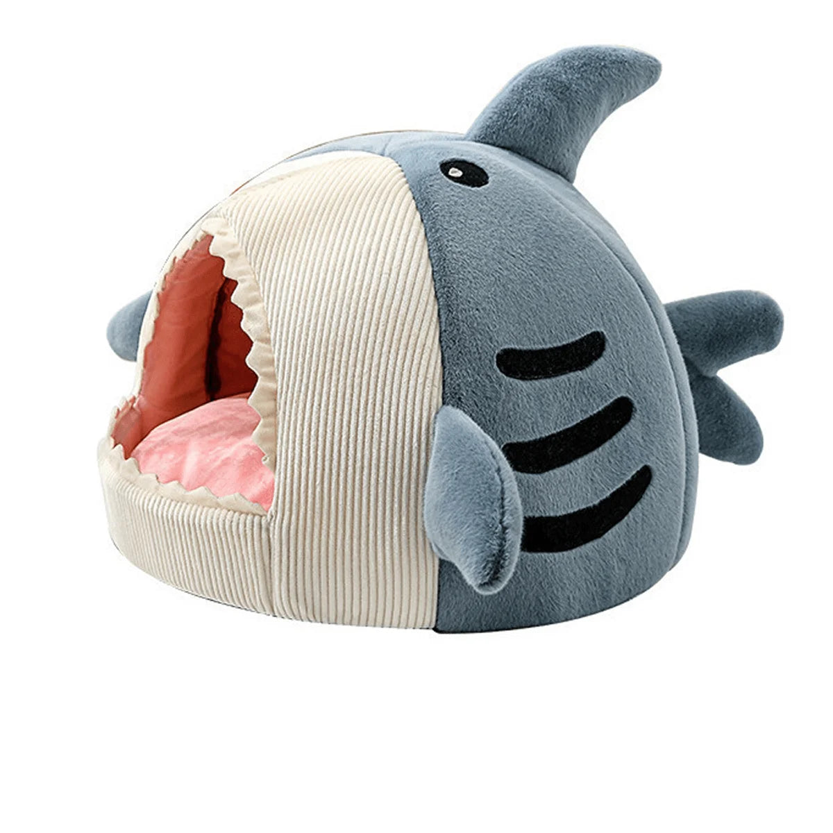 Shark-Shaped Enclosed Pet Bed for All-Season Dog and Cat Comfort