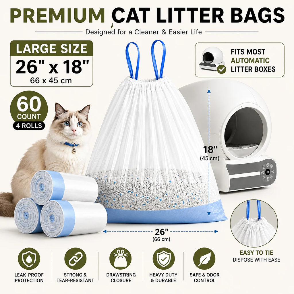 Drawstring Liners for Automatic Self-Cleaning Cat Litter Boxes
