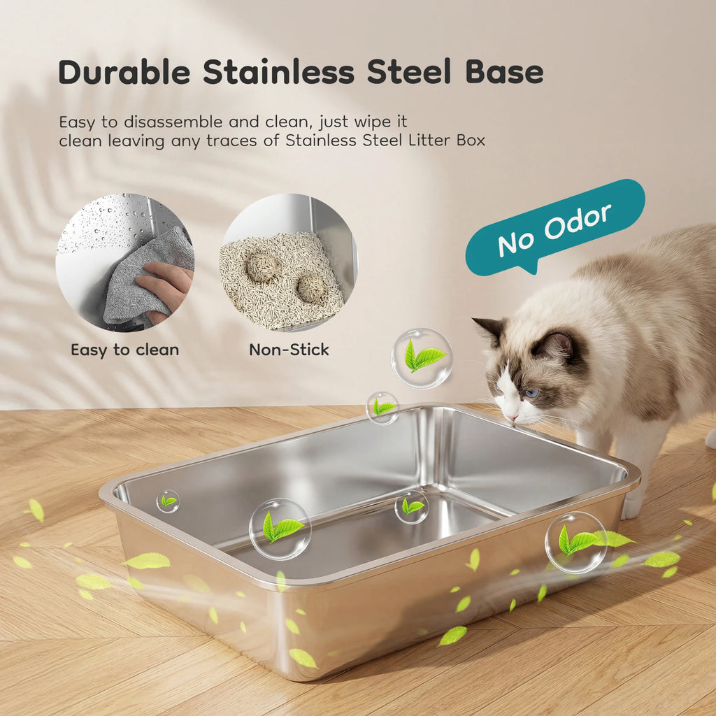 Convertible Enclosed Cat Litter Box with Dual Entry and Step Board