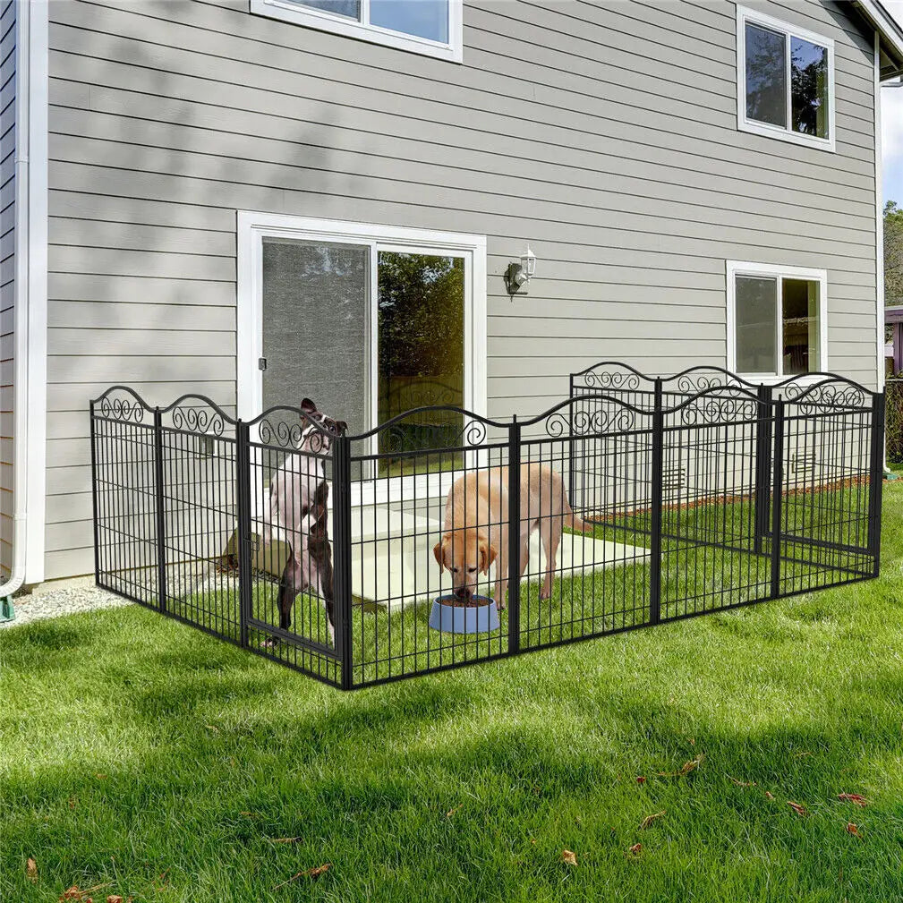 Foldable Eight-Panel Dog Playpen with Gate for Indoor and Outdoor Use