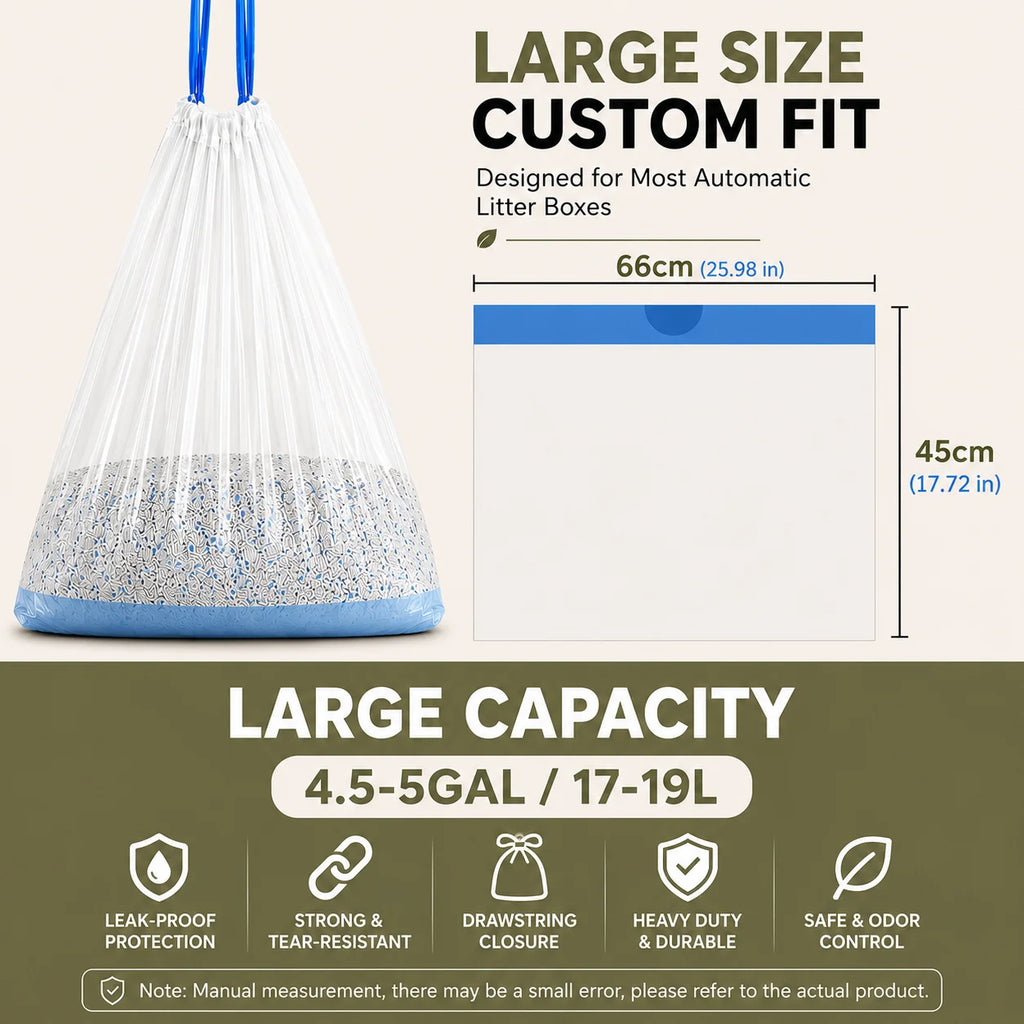 Drawstring Liners for Automatic Self-Cleaning Cat Litter Boxes