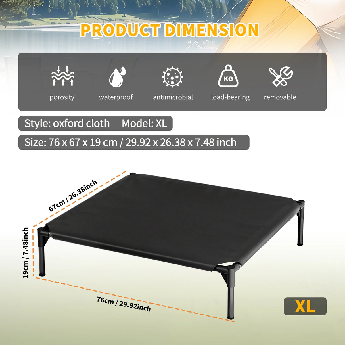 Elevated Pet Bed with Breathable Mesh for Indoor and Outdoor Rest