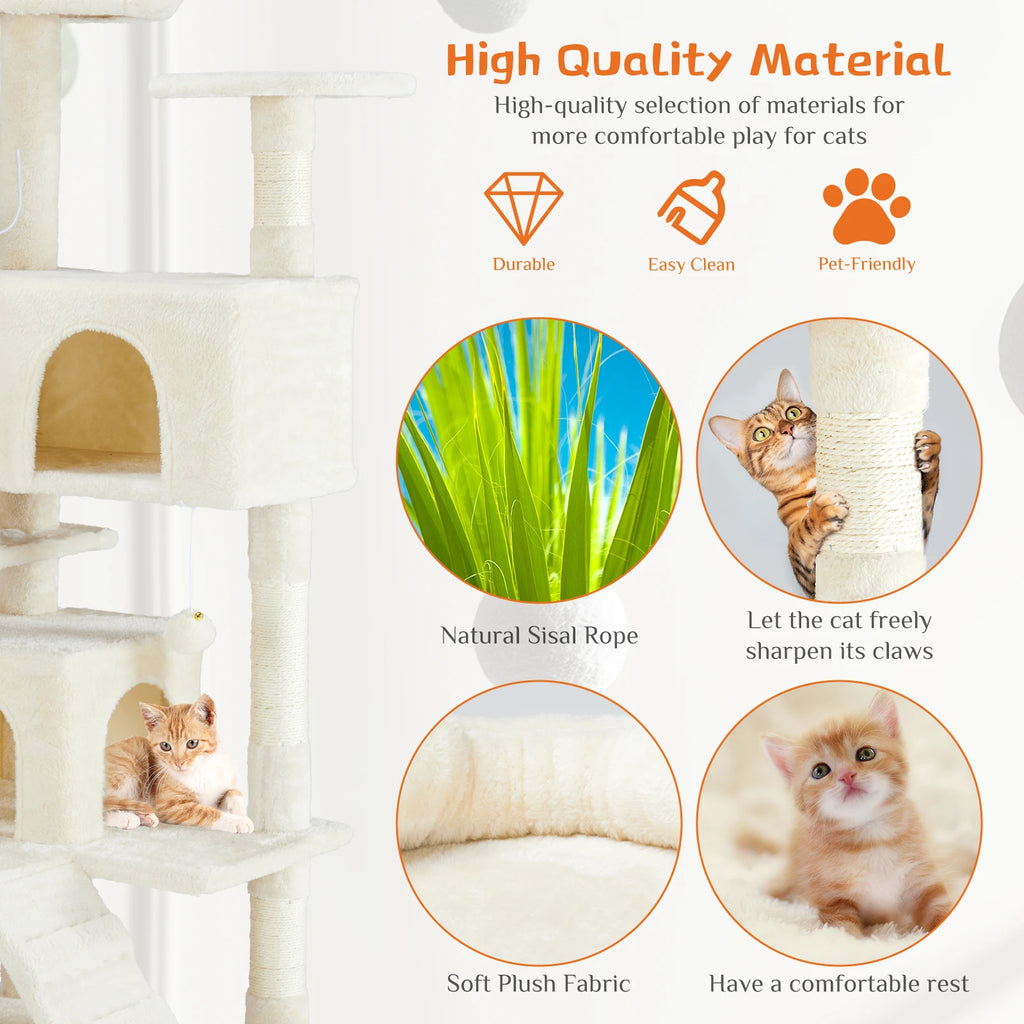 Multi-Level Indoor Cat Tree with Condos and Sisal Scratching Posts