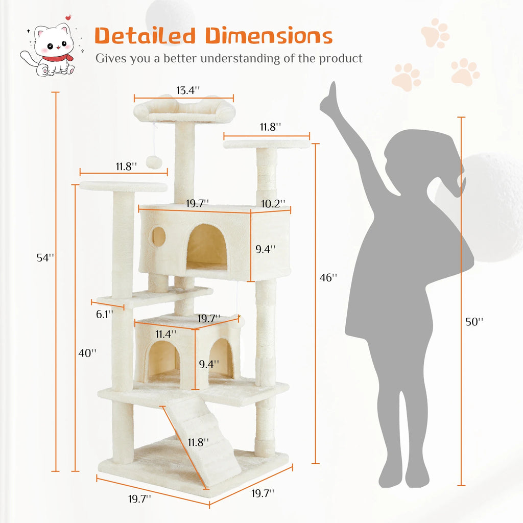 Multi-Level Indoor Cat Tree with Condos and Sisal Scratching Posts