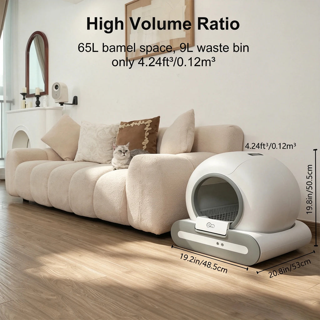 Self-Cleaning Cat Litter Box with App Control and Odor-Seal Door