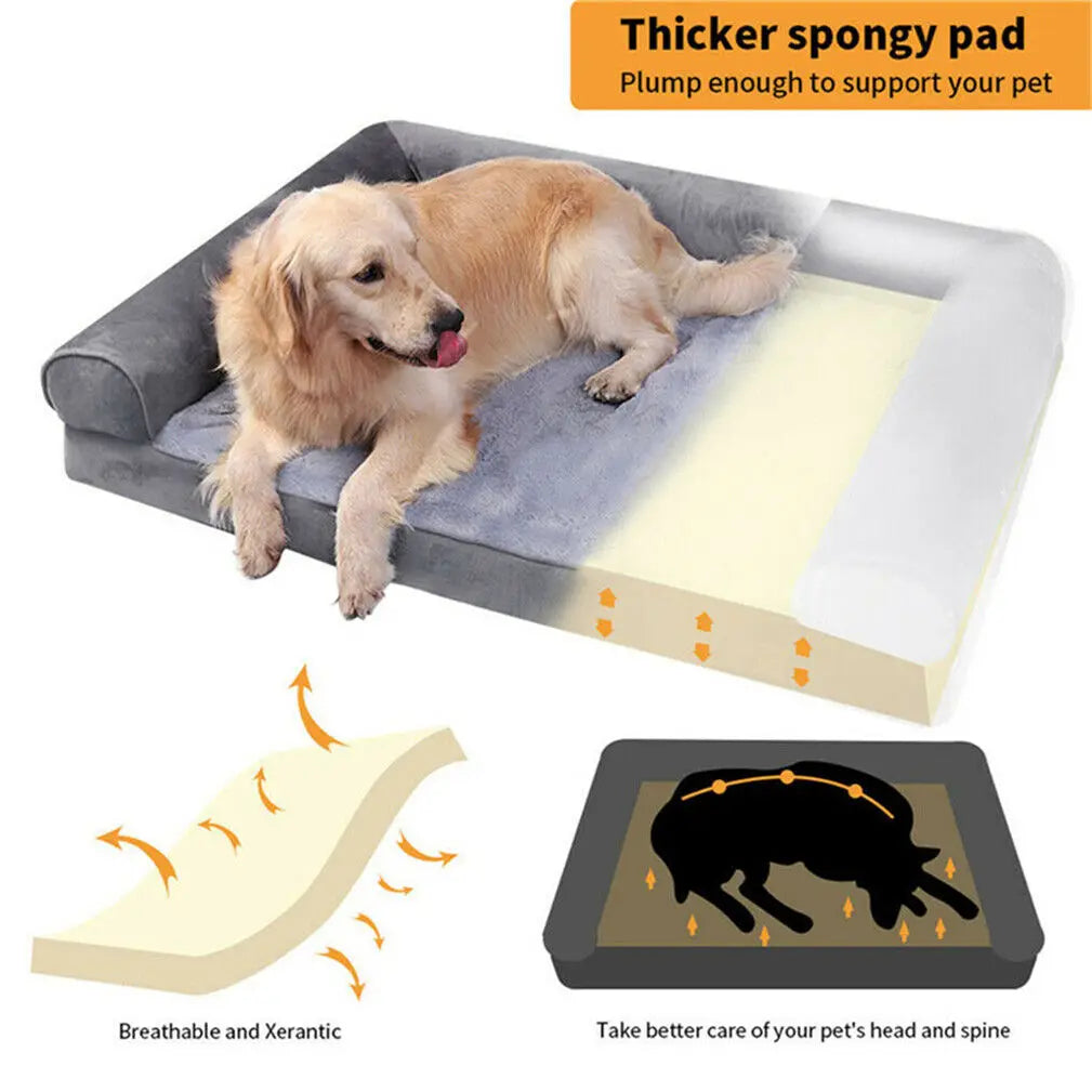 Supportive Pet Mattress with Bolster Edges and Washable Cover