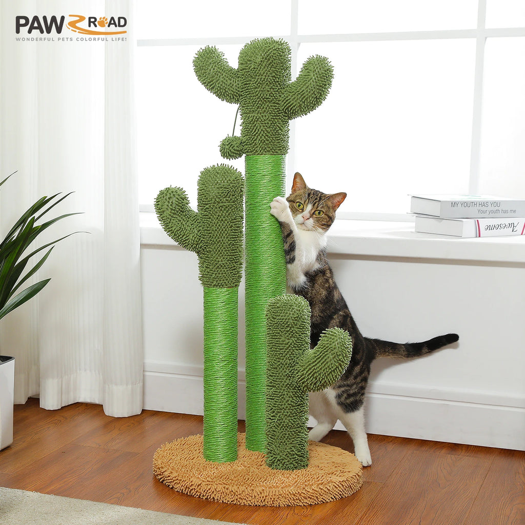Cactus-Shaped Cat Tower with Condo, Hammock, and Scratching Post