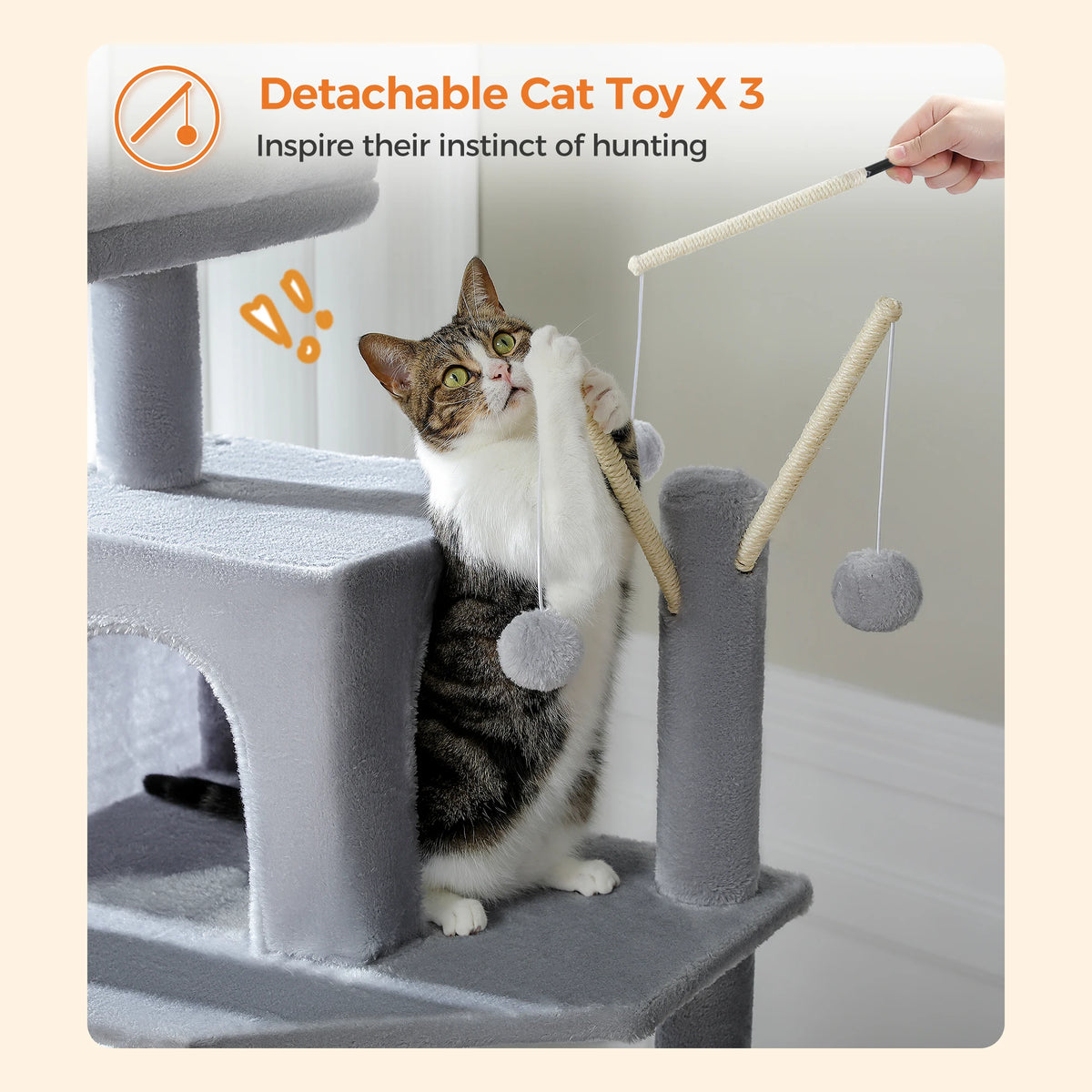 Multi-Level Cat Tower with Oversized Hammock and Climbing Perches