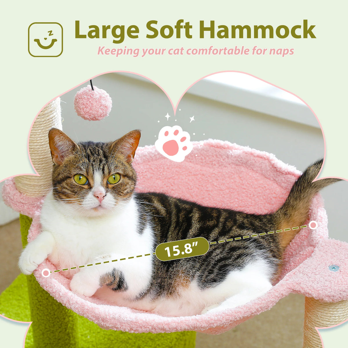 Flower-Shaped Cat Tower with Hammock, Condo, and Scratching Posts