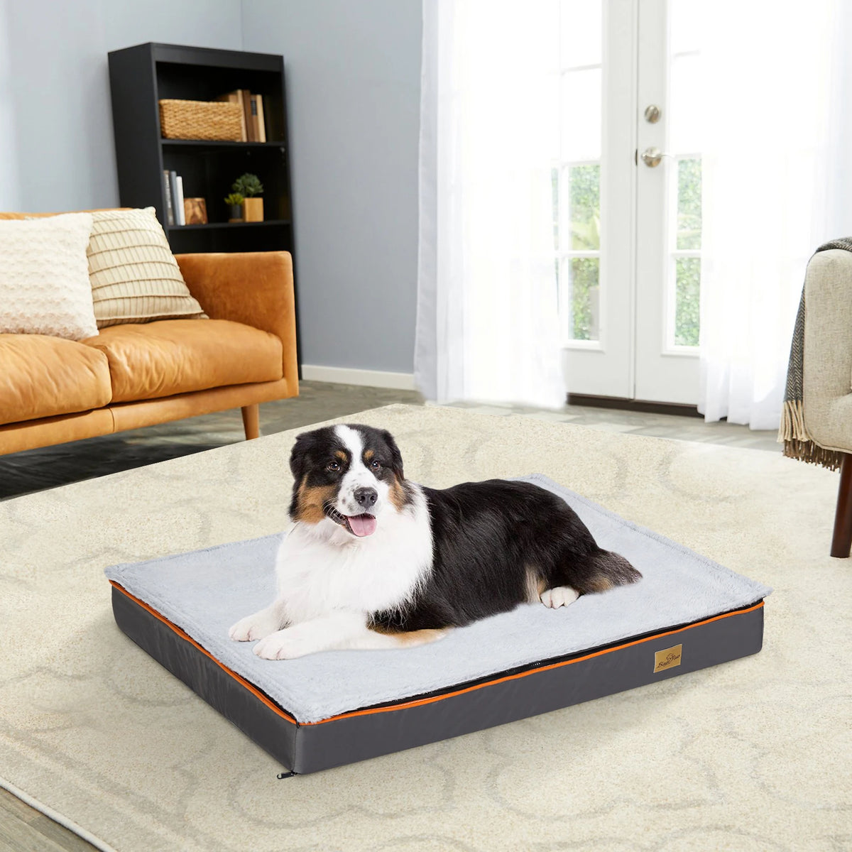 Padded Foam Dog Bed with Washable Cover and Carry Handle