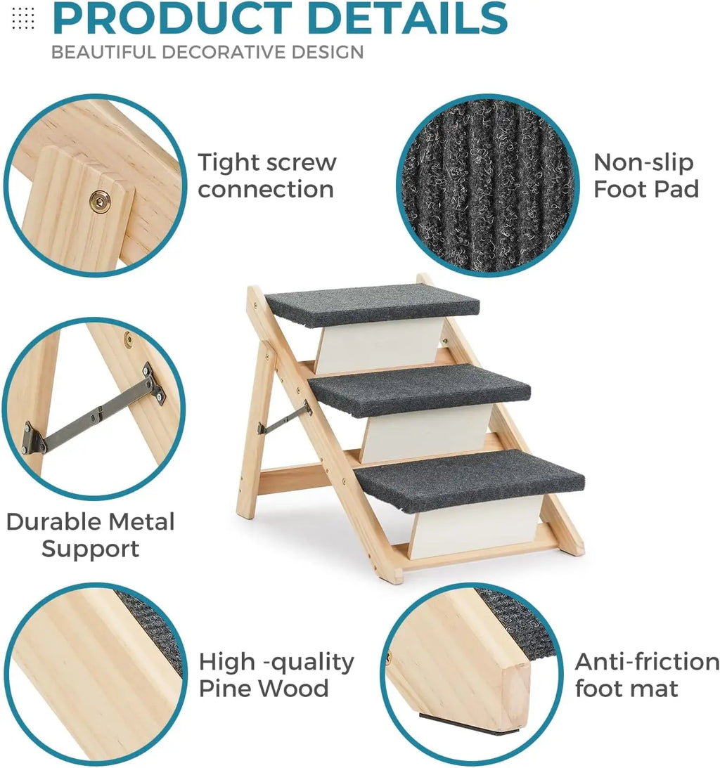 Foldable Pet Stairs and Ramp with Three Modes for Small Pets