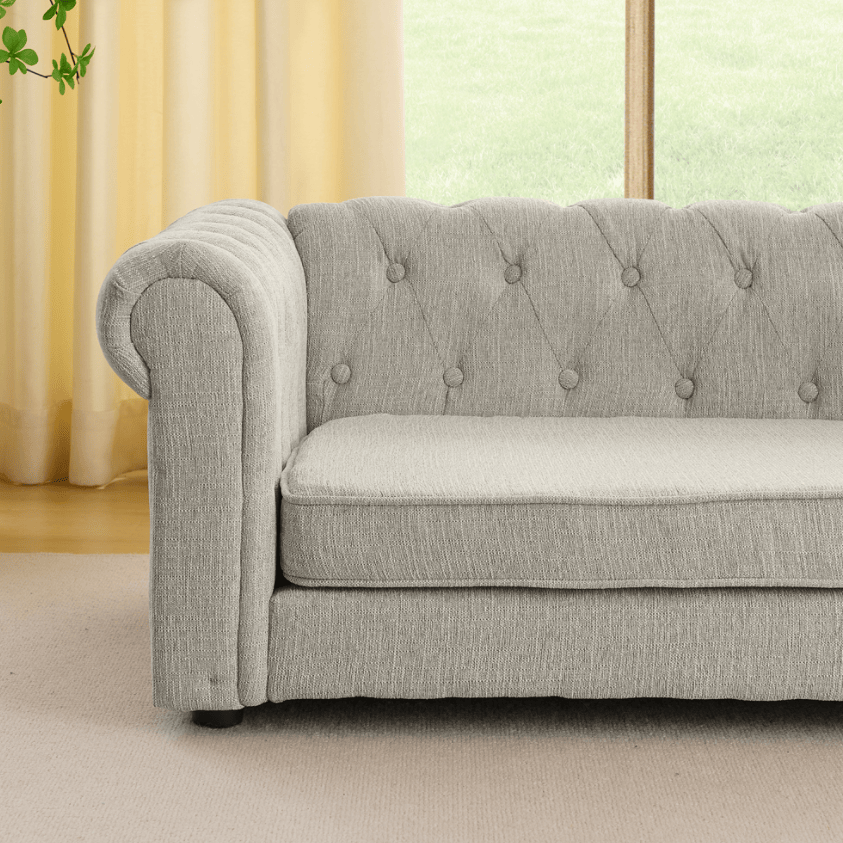 Ultra-Large Beige Pet Sofa with Elevated Dog Bed and Solid furniture-style Legs