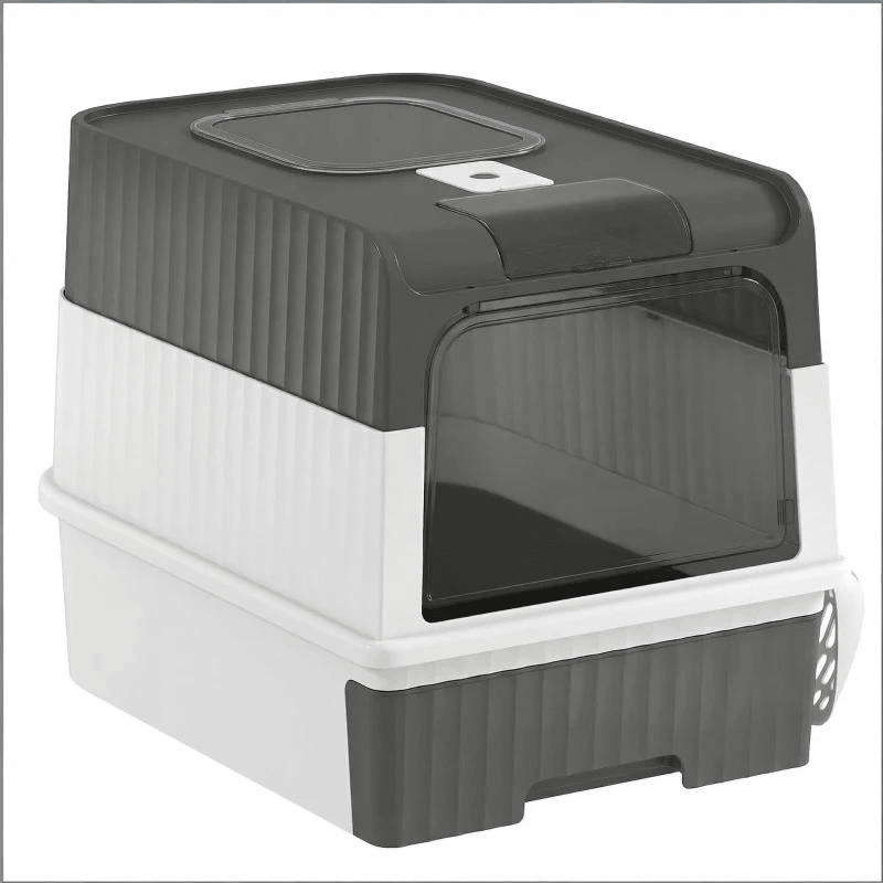 Enclosed Litter Box with Odor-Resistant Plates for Large Cats