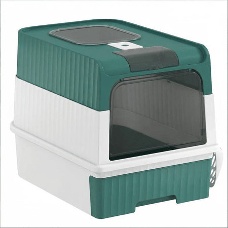 Enclosed Litter Box with Odor-Resistant Plates for Large Cats
