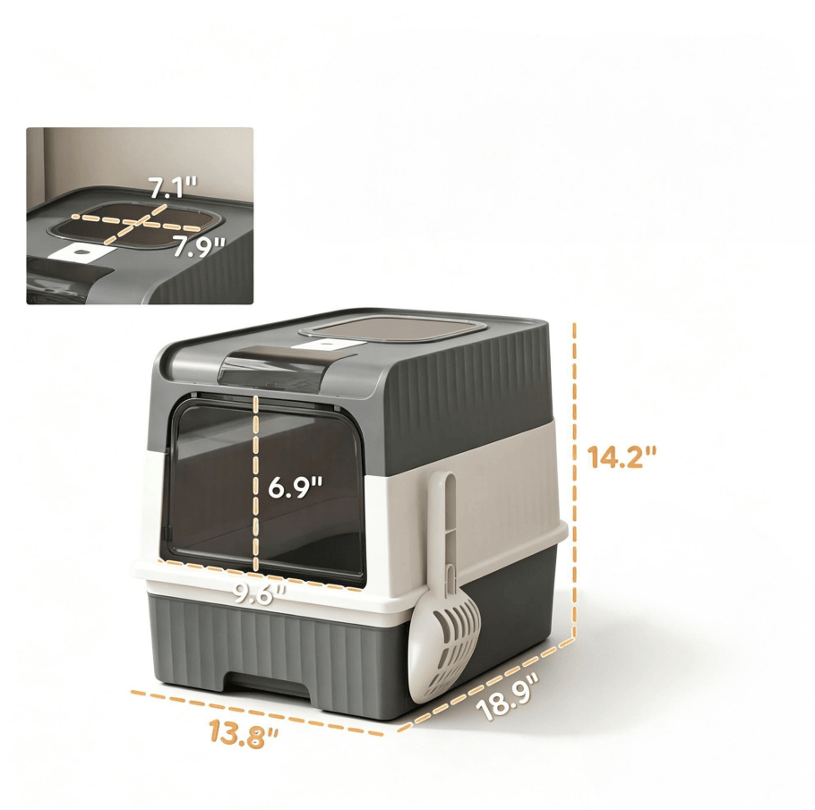 Enclosed Litter Box with Odor-Resistant Plates for Large Cats