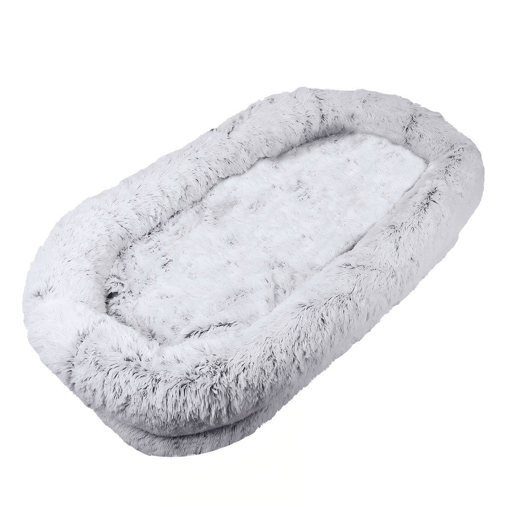Human-Specific Dog Bed with Washable Faux Fur & Anti-Slip Base