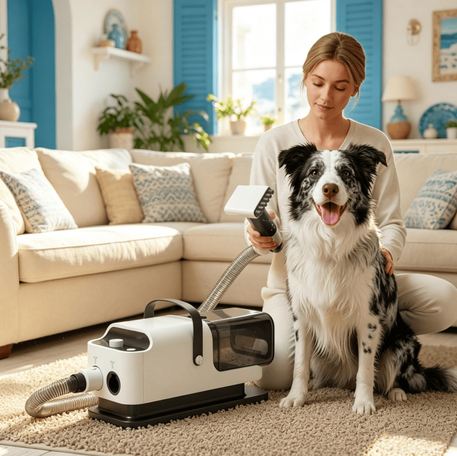 Pet Grooming Vacuum Cleaner and Hair Dryer with Adjustable Airflow & Temperature