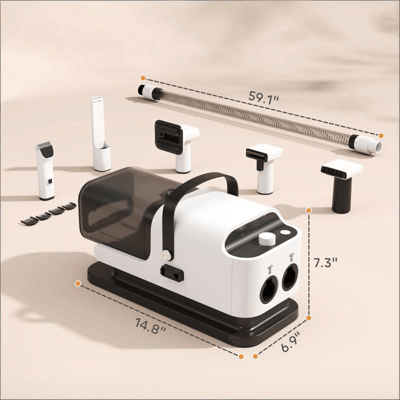 Pet Grooming Vacuum Cleaner and Hair Dryer with Adjustable Airflow & Temperature