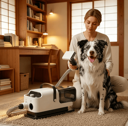 Pet Grooming Vacuum Cleaner and Hair Dryer with Adjustable Airflow & Temperature