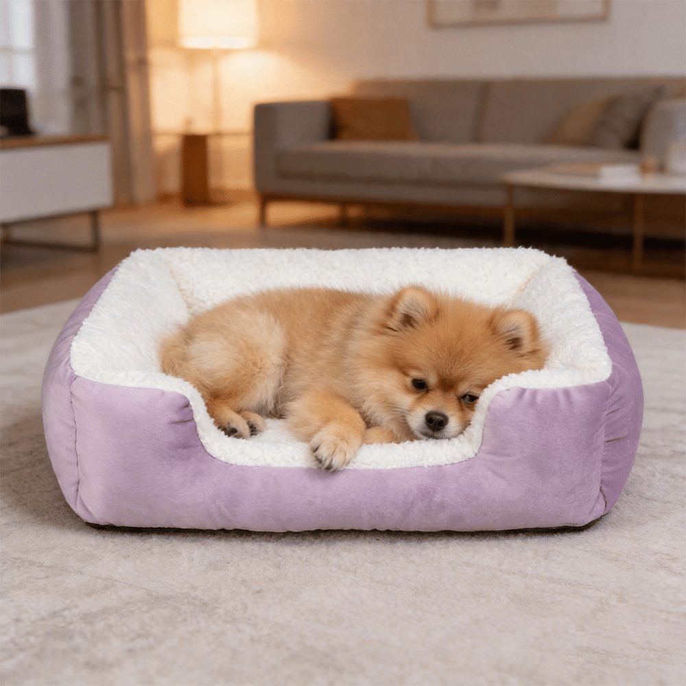 Plush Pet Bed with Anti-Slip Base –