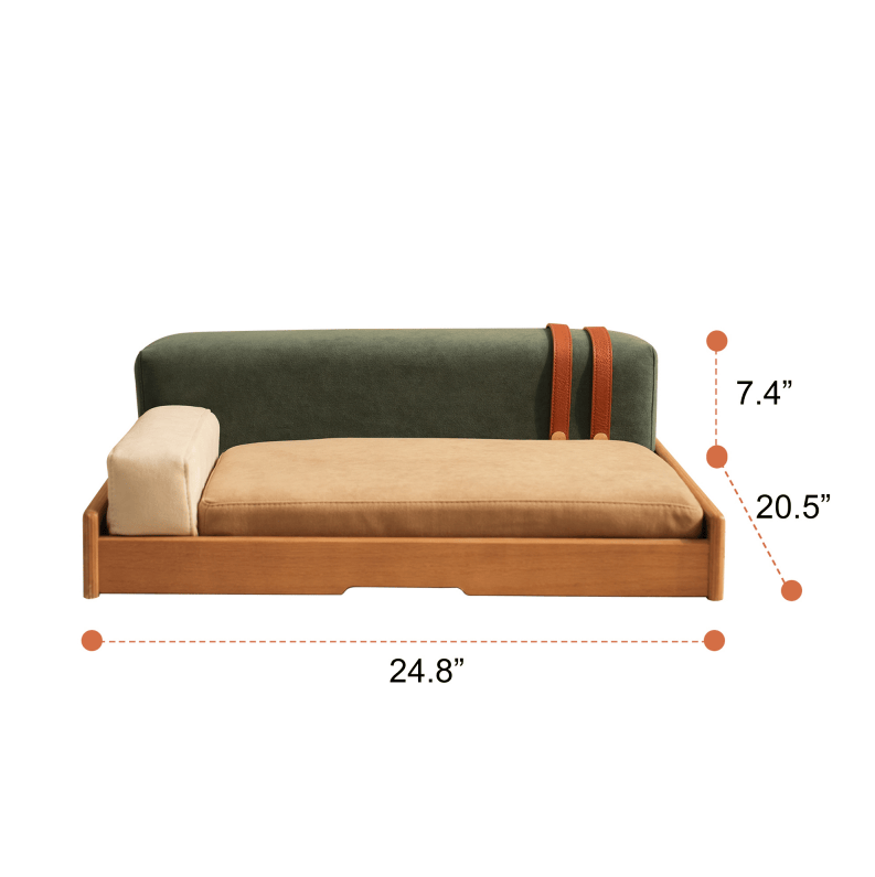 Modern furniture-style Pet Bed with Oak Veneer and Removable Cushion for Medium to Large Dogs