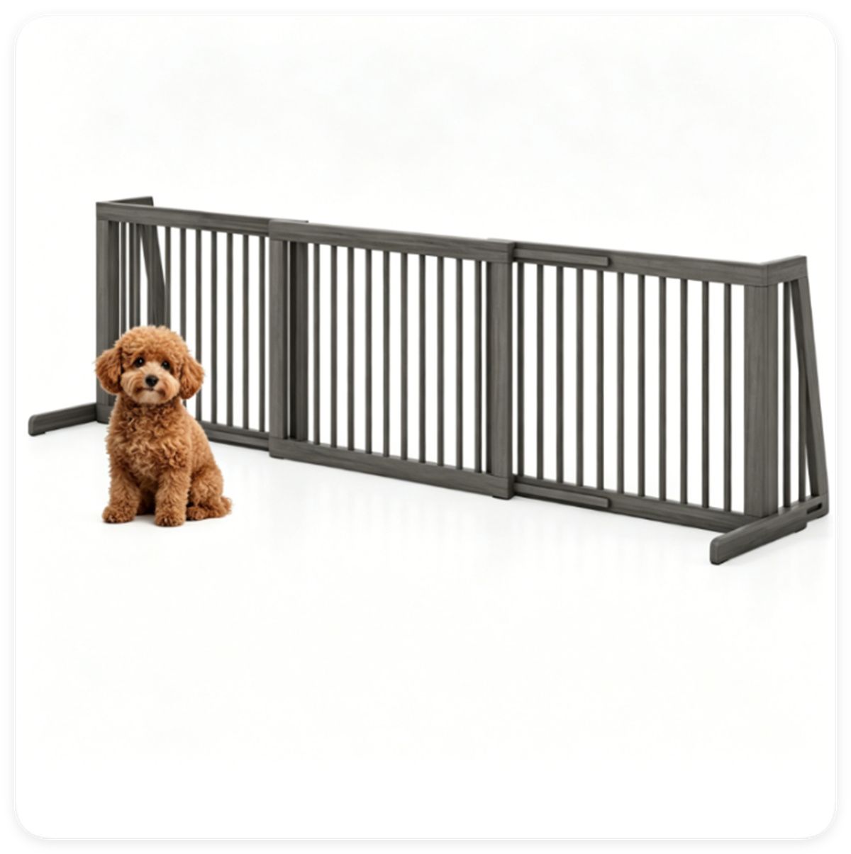 Adjustable Expandable Wooden Pet Gate 22 Inch Tall Freestanding Safety Fence, Gray Pine Wood Slide Dog Gate Easy Assembly for Home & Office Entryways