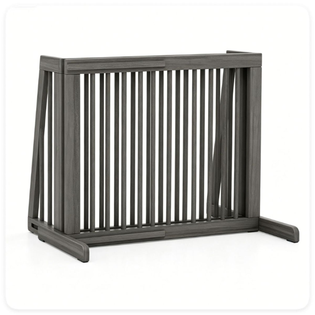 Adjustable Expandable Wooden Pet Gate 22 Inch Tall Freestanding Safety Fence, Gray Pine Wood Slide Dog Gate Easy Assembly for Home & Office Entryways