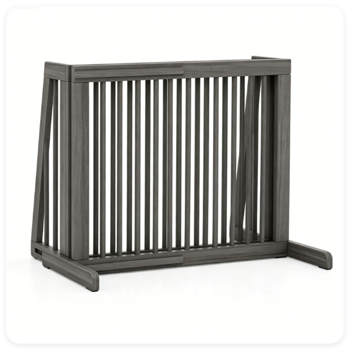Adjustable Expandable Wooden Pet Gate 22 Inch Tall Freestanding Safety Fence, Gray Pine Wood Slide Dog Gate Easy Assembly for Home & Office Entryways
