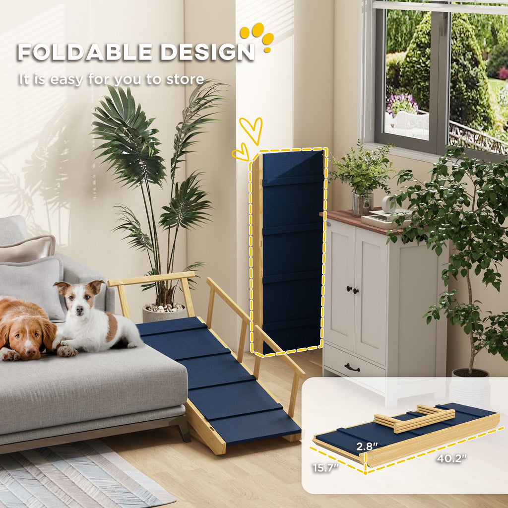 Adjustable Height Dog Ramp, Foldable Pet Stairs with Non-Slip Mat for All Dogs