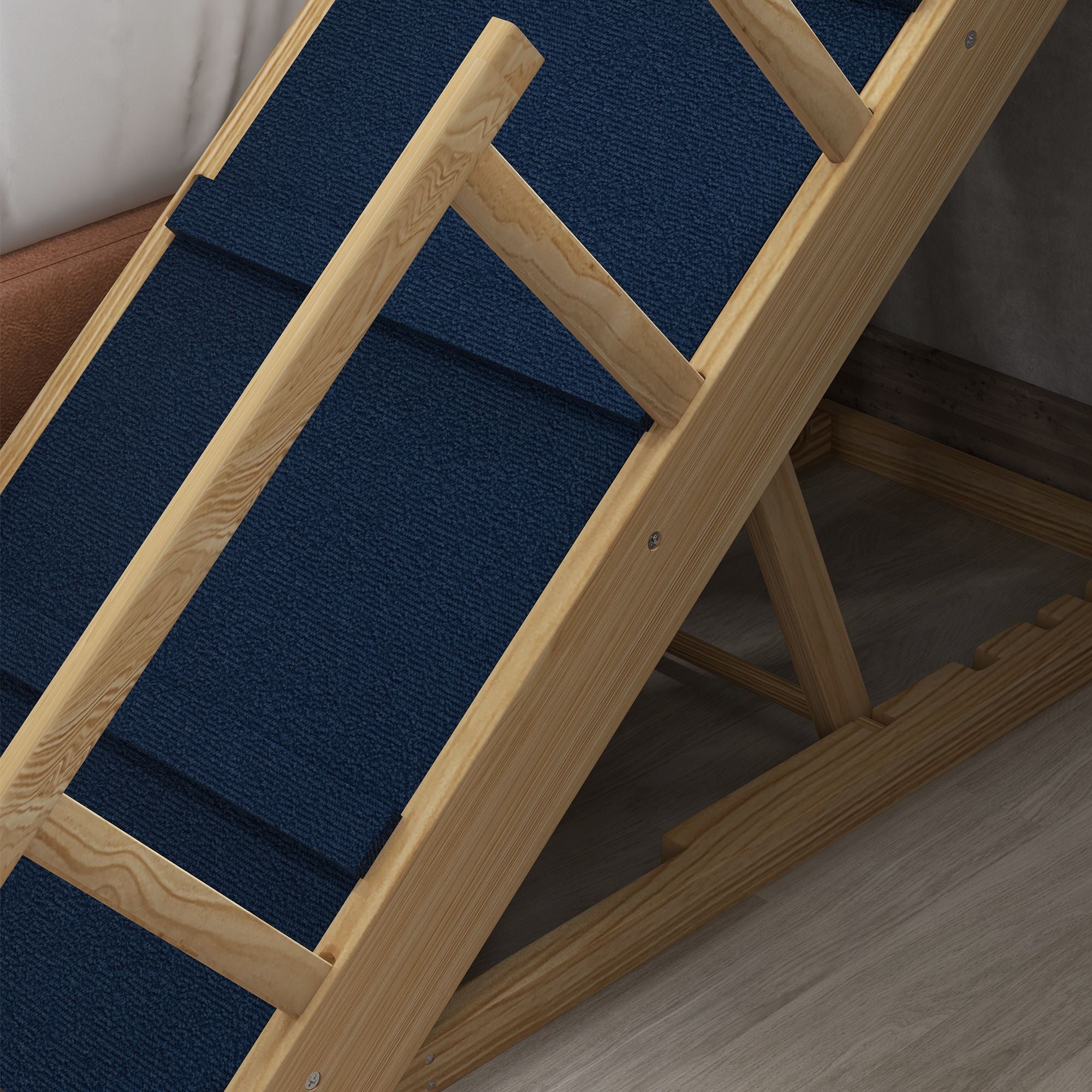 Adjustable Height Dog Ramp, Foldable Pet Stairs with Non-Slip Mat for All Dogs