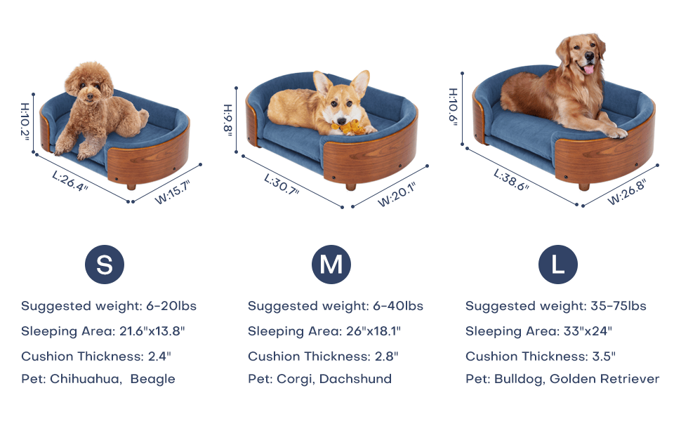 American-Style Elevated Dog Bed Sofa with Solid furniture-style Legs and Velvet Cushion