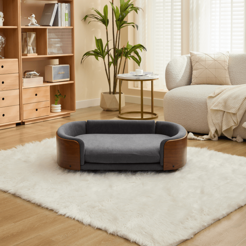 American-Style Elevated Dog Bed Sofa with Solid furniture-style Legs and Velvet Cushion