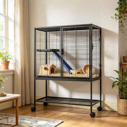 Spacious Ferret Cage with Non-Slip Ramp and Easy-Clean Design