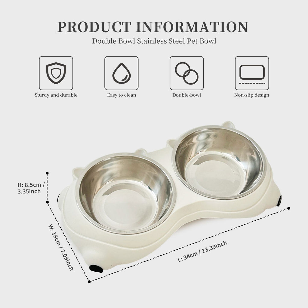 Double Stainless Steel Pet Bowl with Non-Slip Base – Perfect for Cats & Small Dogs