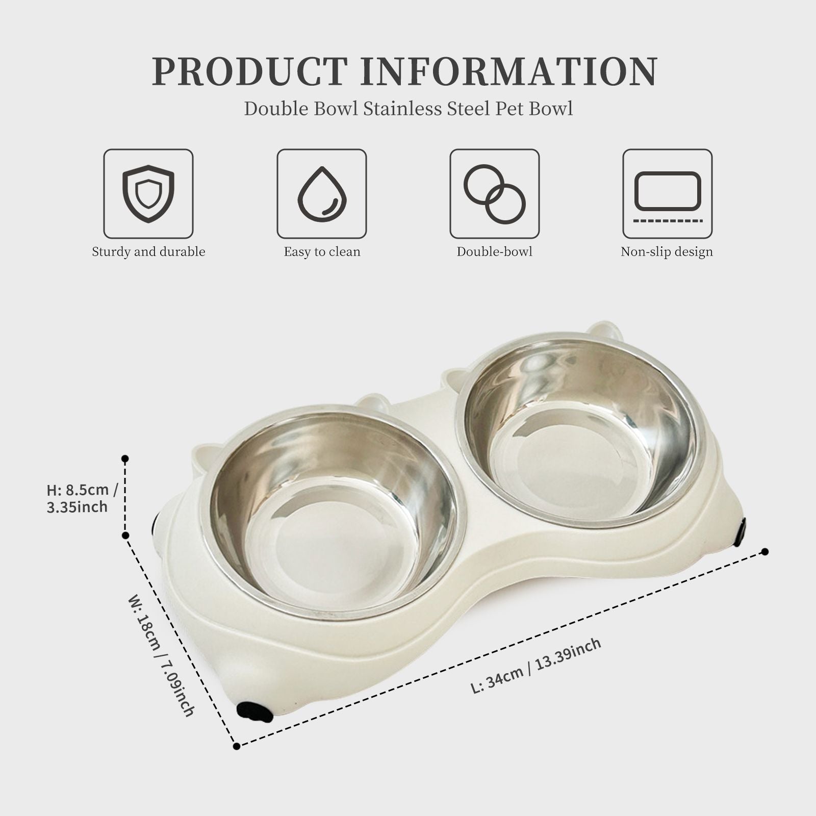 Double Stainless Steel Pet Bowl with Non-Slip Base – Perfect for Cats & Small Dogs