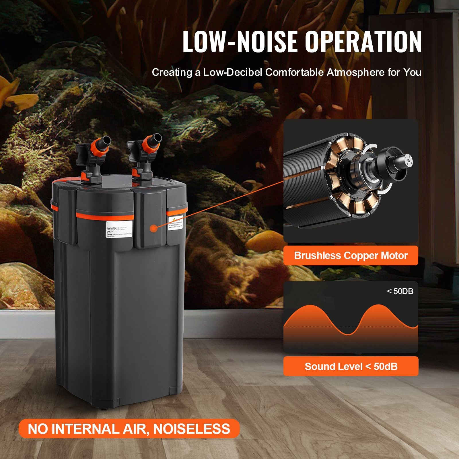 Quiet 4-Stage Canister Aquarium Filter with UV Protection