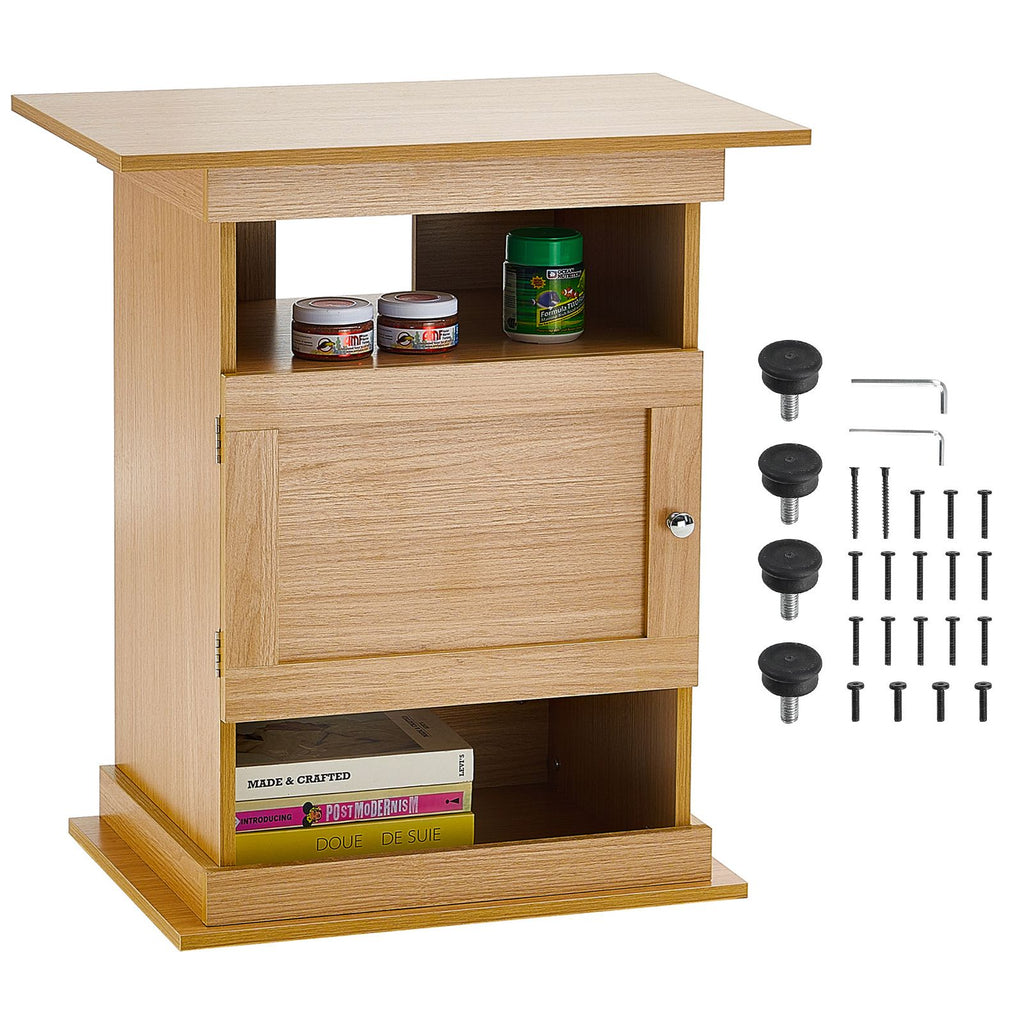 Aquarium Stand with Enclosed Cabinet and Open Shelves