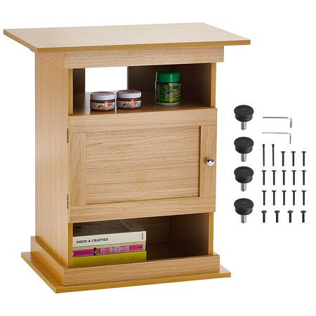 Aquarium Stand with Enclosed Cabinet and Open Shelves
