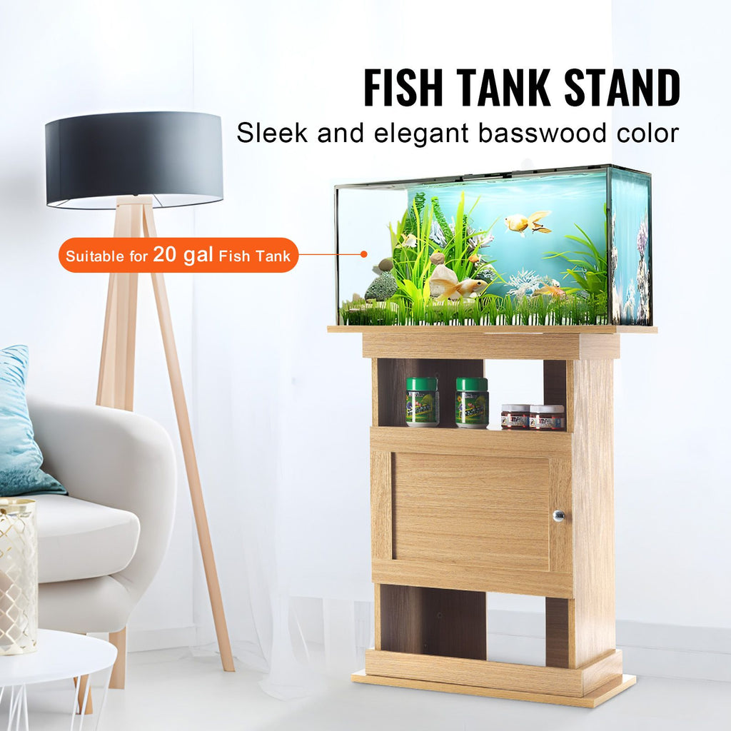 Aquarium Stand with Enclosed Cabinet and Open Shelves